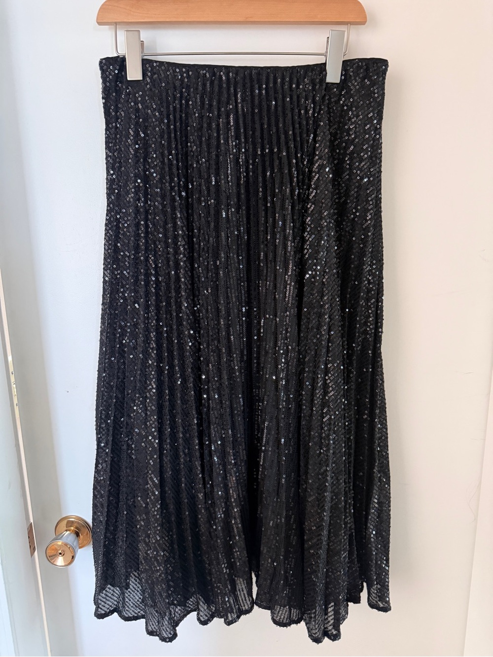 Banana Republic Petite S Black Sequin Midi Maxi Skirt Holiday Party